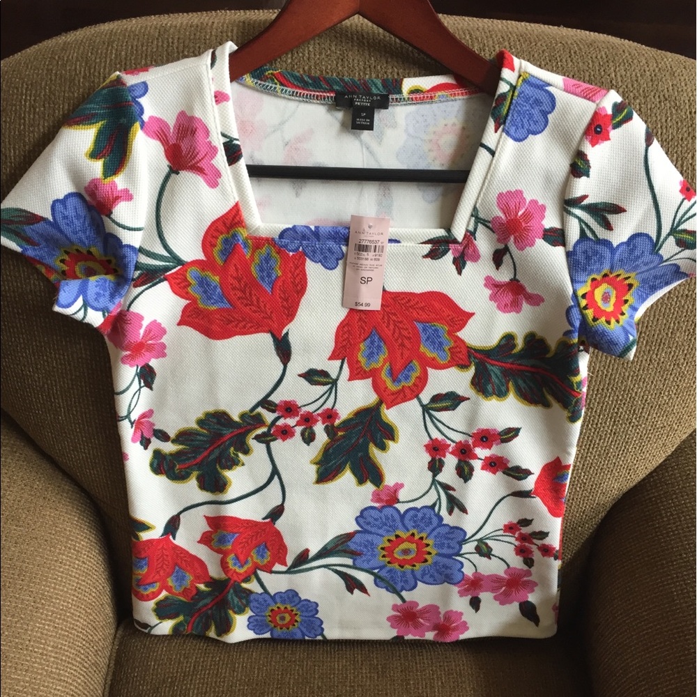 Ann Taylor Factory Floral Blouse Petite Small